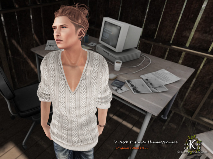 ::K:: V-Neck Pullover Homme/Femme Sand