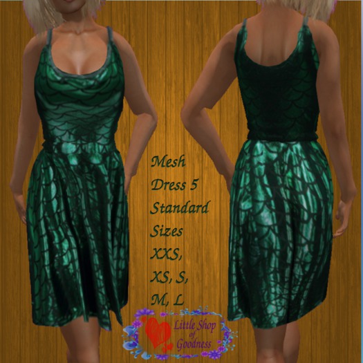 Brilliant Green Sleeveless Dress Fish Scales Print Mesh