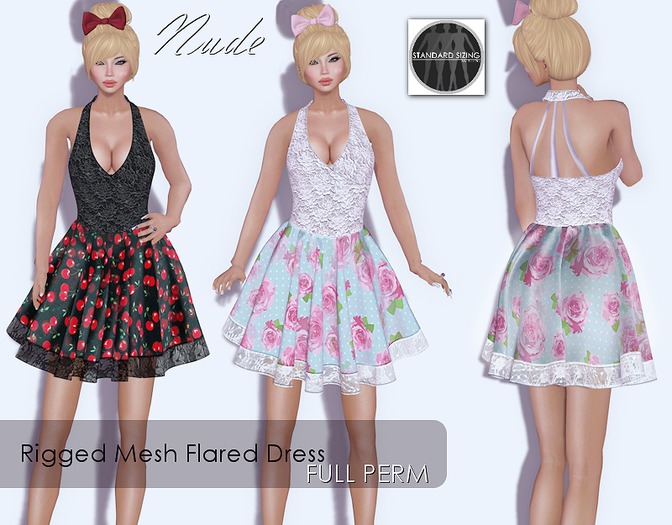 Nude[Rigged Mesh Flared Dress] Full Perm