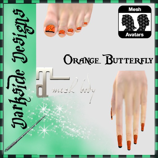 Maitreya Orange Butterfly Nails