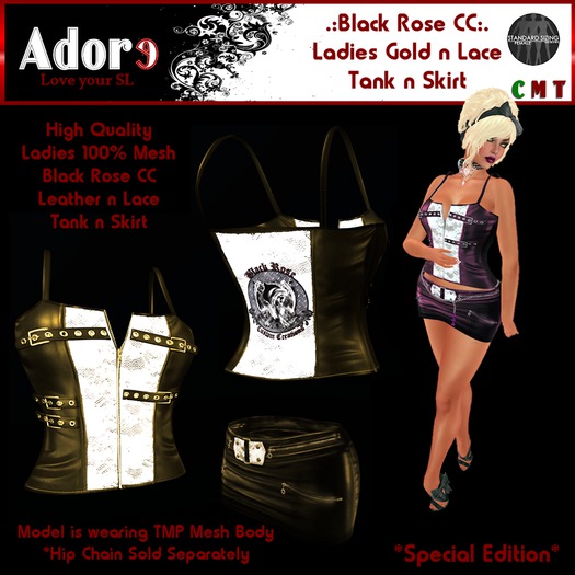 .:Adore:. Ladies BRCC Leather n Lace Tank - Gold