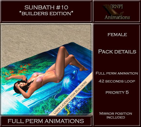 [RNP] Sunbath #10 - Female - Full Perm Animation
