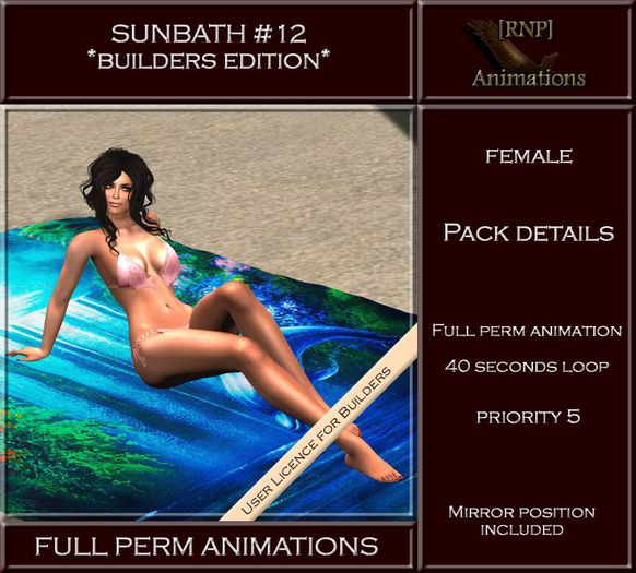[RNP] Sunbath #12 - Female - Full Perm Animation