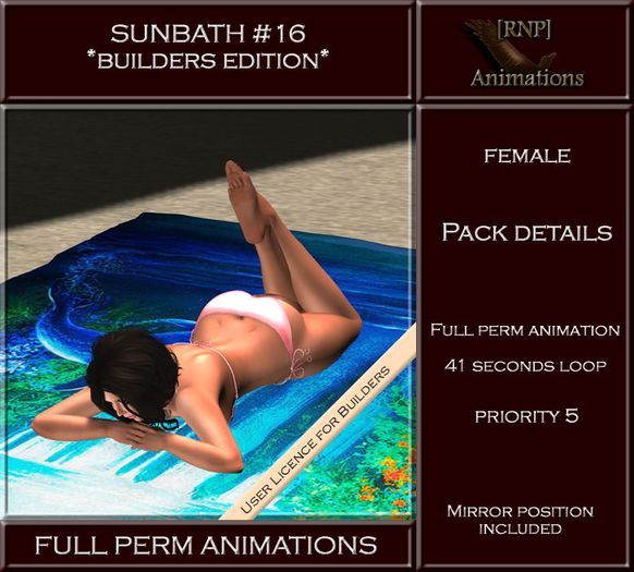 [RNP] Sunbath #16 - Female - Full Perm Animation