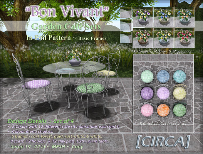 [CIRCA] Pkg - "Bon Vivant" Cafe Set - In Foil & Basic Frames