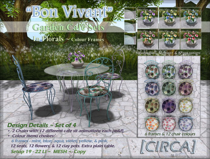 [CIRCA] - "Bon Vivant" Cafe Set - In Floral & Colour Frames