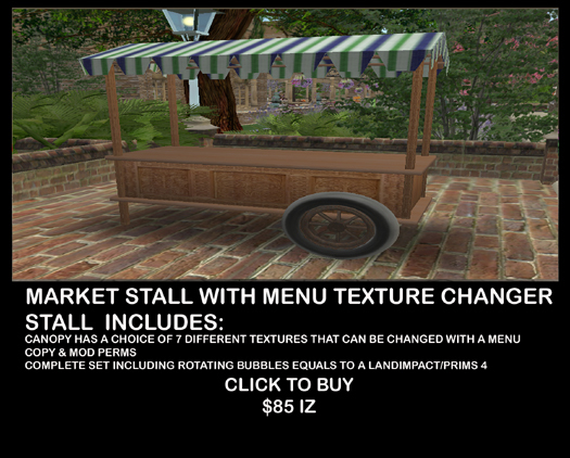 Stalls Texture Second Life Marketplace - MARKET STALL WITH TEXTURE CHANGER