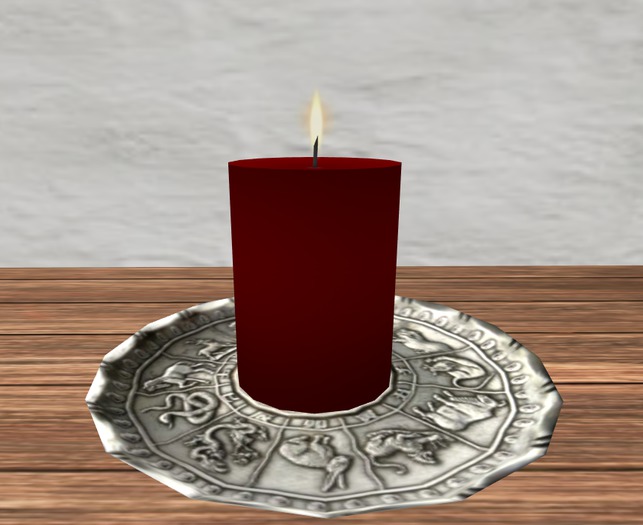 Candle Red w/ Zodiac Plate