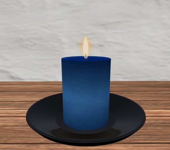Candle Blue on Black Plate