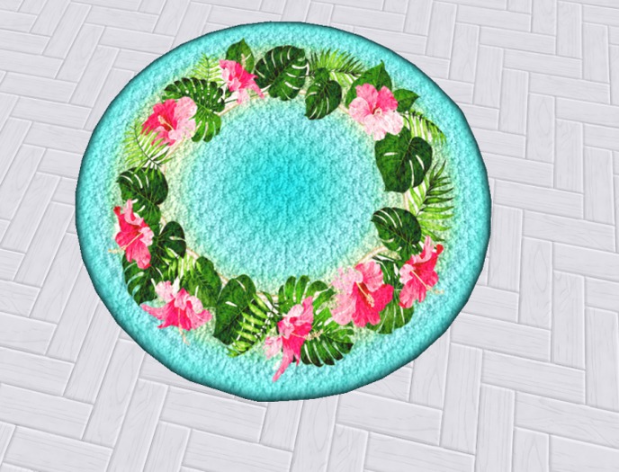 Seaweed Sonnet Mesh Hibiscus Flower Rug