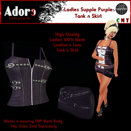 .:Adore:. Ladies Supple Leather Tank and Skirt - Purple