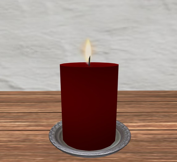 Candle Red w/ Small Silver plate
