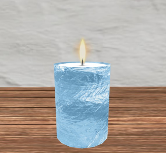 Candle in Light Blue Glass