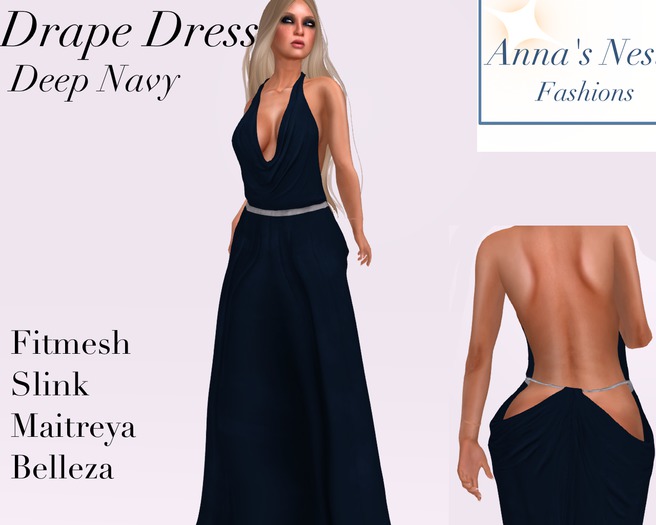 AN Drape Dress Deep Navy