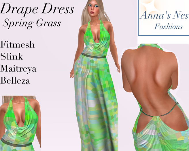AN Drape Dress Spring Grass