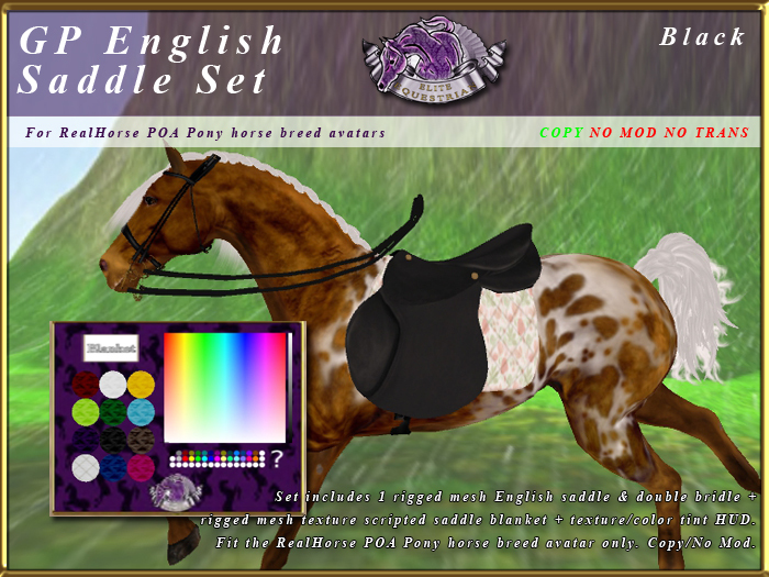 *E* Rigged GP English Saddle Set  [BOXED] RHPOA Pony Black