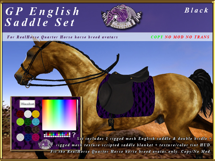 *E* Rigged GP English Saddle Set  [BOXED] RHQH Black