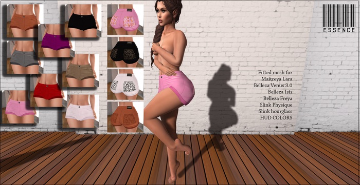 :ESSENCE: High Waist Cuffed Shorts'colors