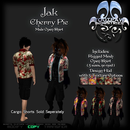 [FPI] Jak Cherry Pie - Rigged Mesh 5 in 1 Unbuttoned Casual Shirt with customize Hud