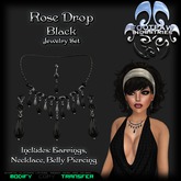 [FPI] Rose Drop Black - A Stylish Jewelry Set with Necklace, Earrings & Belly Piercing
