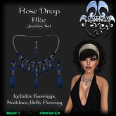 [FPI] Rose Drop Blue - A Stylish Jewelry Set with Necklace, Earrings & Belly Piercing