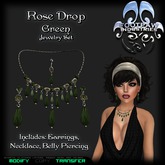 [FPI] Rose Drop Green - A Stylish Jewelry Set with Necklace, Earrings & Belly Piercing