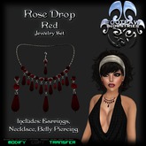 [FPI] Rose Drop Red - A Stylish Jewelry Set with Necklace, Earrings & Belly Piercing
