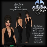 [FPI] Becka Black - Lovely Draped Dress Outfit with Arm Bands, Bracelets & Sandals