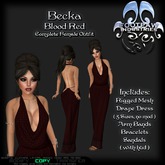 [FPI] Becka Bloodred - Lovely Draped Dress Outfit with Arm Bands, Bracelets & Sandals
