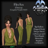 [FPI] Becka Green - Lovely Draped Dress Outfit with Arm Bands, Bracelets & Sandals