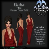 [FPI] Becka Red - Lovely Draped Dress Outfit with Arm Bands, Bracelets & Sandals