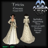 [FPI] Tricia Cream - Lovely High Collared Dress Outfit with Necklace, Earrings & Shoes