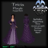 [FPI] Tricia Purple - Lovely High Collared Dress Outfit with Necklace, Earrings & Shoes