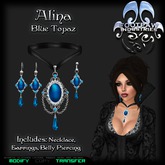[FPI] Alina BlueTopaz - Lovely Jewelry Set with Necklace, Earrings & Belly Piercing