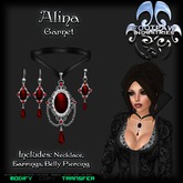 [FPI] Alina Garnet - Lovely Jewelry Set with Necklace, Earrings & Belly Piercing