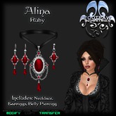 [FPI] Alina Ruby - Lovely Jewelry Set with Necklace, Earrings & Belly Piercing