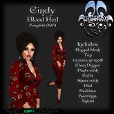 [FPI] Cindy Blood Red- Blouse & Pants Outfit with Necklace, Earrings, Anklet & Shoes
