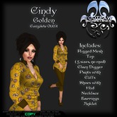 [FPI] Cindy Golden- Blouse & Pants Outfit with Necklace, Earrings, Anklet & Shoes