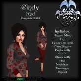 [FPI] Cindy Red- Blouse & Pants Outfit with Necklace, Earrings, Anklet & Shoes