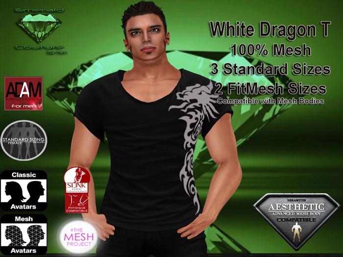 EC Mens White Dragon T