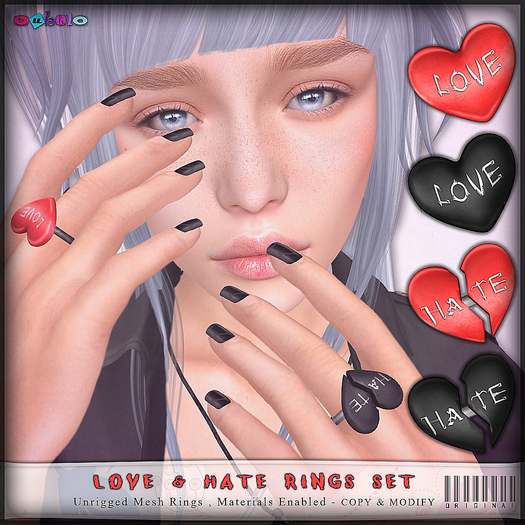 [ bubble ] Love & Hate Ring Set