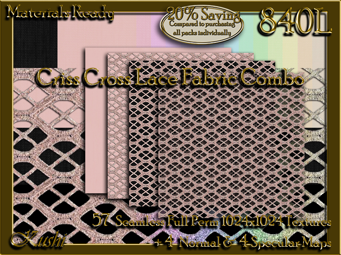 !Kushi! CrissCrossLaceCOMBO Textures -WEAR TO UNPACK
