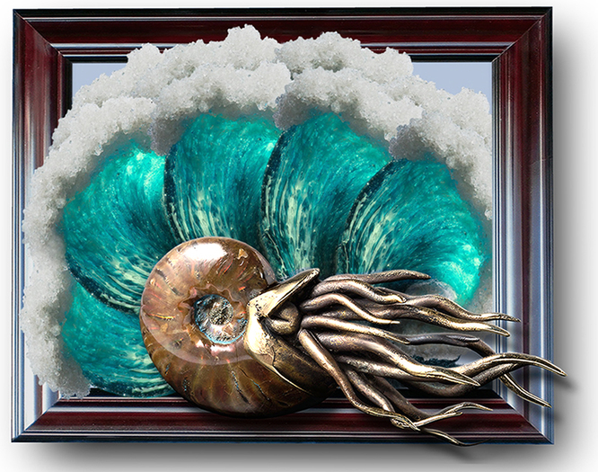 Nautilus in Waves - color cycling - ONLY AT LIN'S ART GALLERY