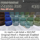 % Mason Jars (FULL SET of 96 - 8 colors) *MESH*