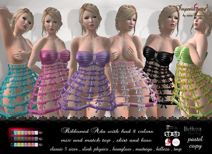 Ribboned Ada dress pastel with hud