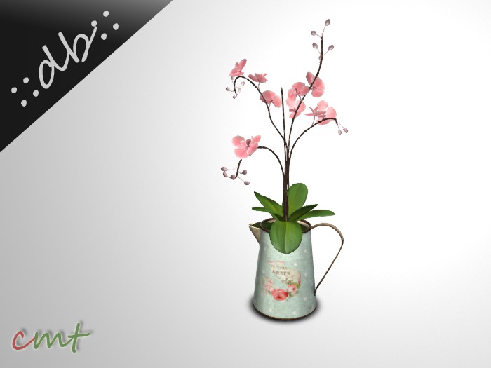 ::db:: Vintage Milk Pitcher Mid Rust with Rose Orchid Plant