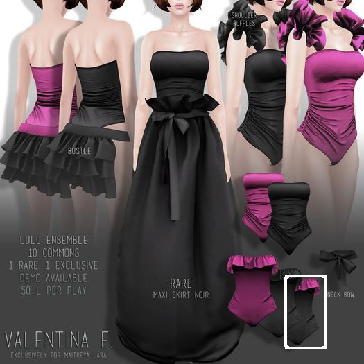 Valentina E. Lulu Gacha Ruffled Bodysuit Pink & Black Common