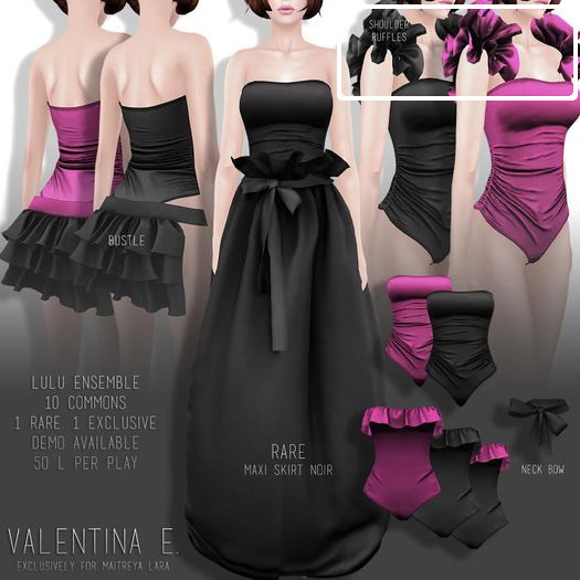 Valentina E. Lulu Gacha Shoulder Ruffles NoirCommon