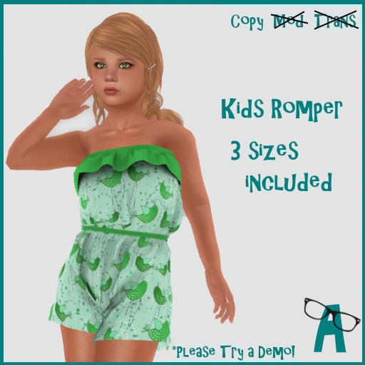 {-A-} Romper - Green Birds