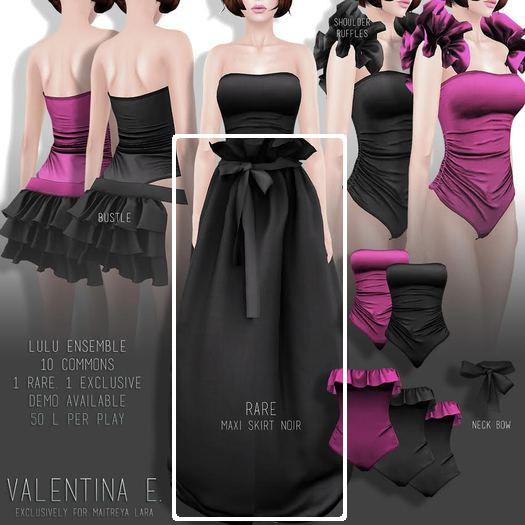 Valentina E. Lulu Maxi Skirt Noir Gacha Rare